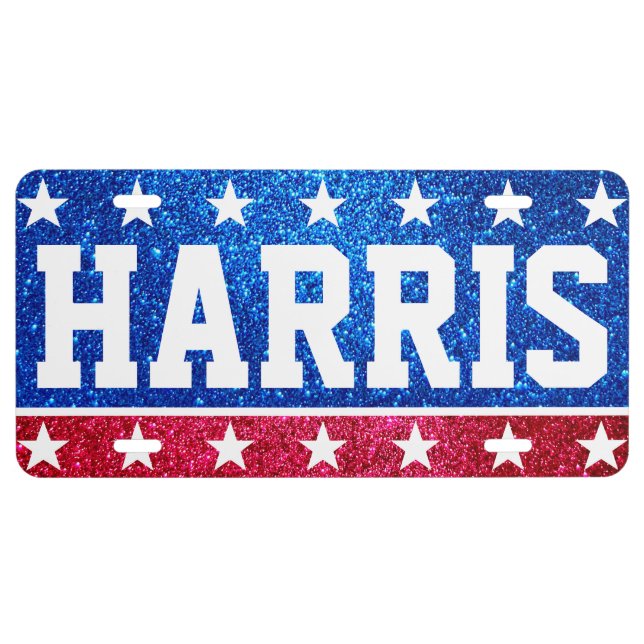 Red White Blue Glitter American Campaign Template License Plate (Front)