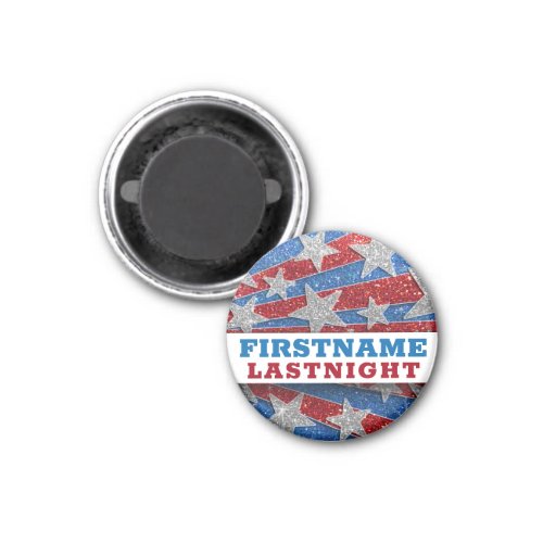 Red White Blue Glitter American Campaign Template Magnet