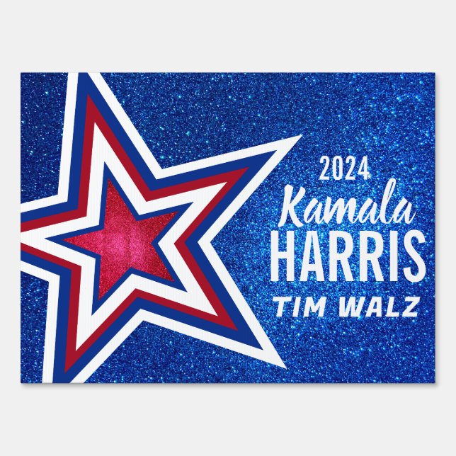 Red White Blue Glitter American Campaign Template Sign (Front)
