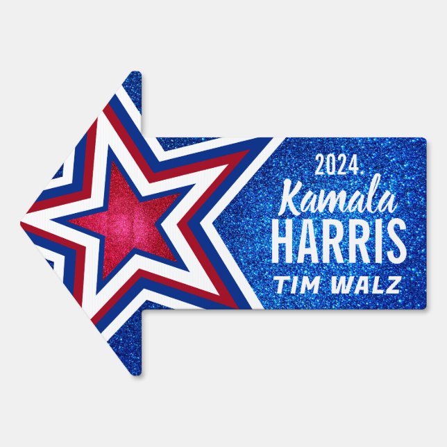 Red White Blue Glitter American Campaign Template Sign (Front)