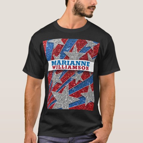 Red White Blue Glitter American Campaign Template T_Shirt