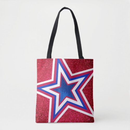 Red White Blue Glitter American Campaign Template Tote Bag