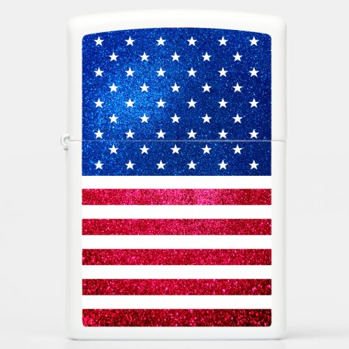 Red White Blue Glitter American Campaign Template Zippo Lighter