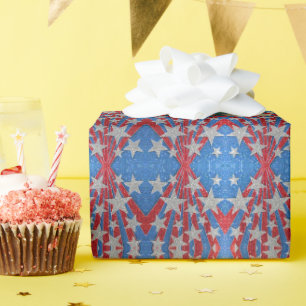 Red White Blue Glitter American Flag Stars Stripes Wrapping Paper