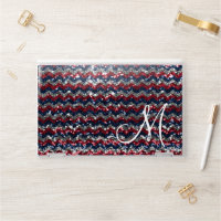 Red White Blue Glitter Chevron Monogram