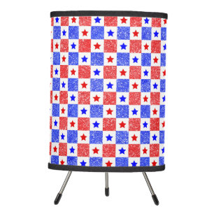 RED WHITE BLUE GLITTER LOOK STARS AND STRIPES TRIPOD LAMP