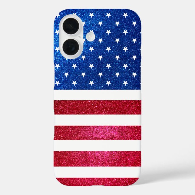 Red White Blue Glitter Patriotic American Flag Case-Mate iPhone Case (Back)