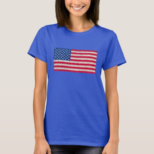 Red White Blue Glitter Patriotic American USA Flag T_Shirt