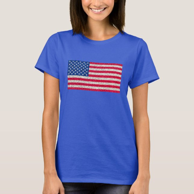 Red White Blue Glitter Patriotic American USA Flag T-Shirt (Front)