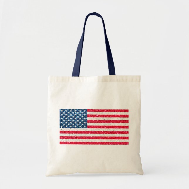 Red White Blue Glitter Patriotic American USA Flag Tote Bag (Front)