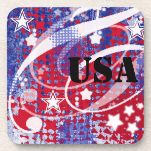 Red, White & Blue Glory Personalized Beverage Coaster