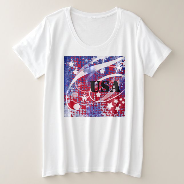 Red, White & Blue Glory Personalized Plus Size T-Shirt (Design Front)