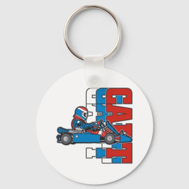 Red, White Blue Go Cart Keychain (Front)
