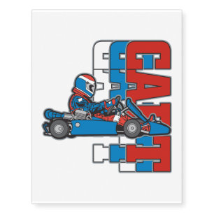 Red, White Blue Go Cart Temporary Tattoos