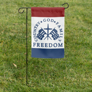 red white blue God Family Country Freedom USA Garden Flag