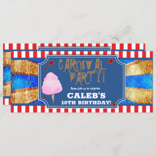 Red White Blue Gold Carnival Party Ticket Invitation