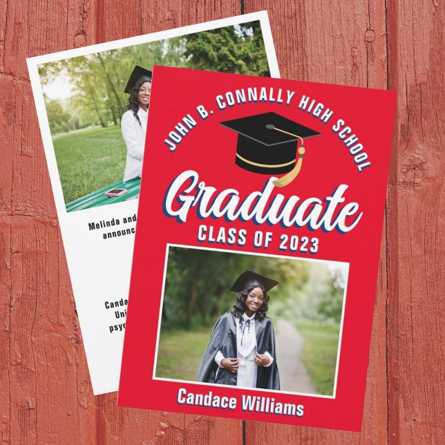 Red White Blue Graduate Custom 2023 Graduation Announcement (Creator Uploaded)