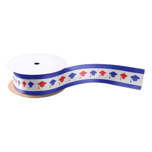 Red White Blue Graduation Caps Satin Ribbon