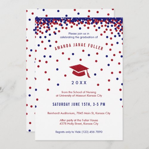 Red White  Blue Graduation Party Invitation