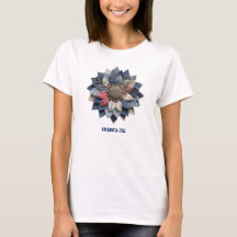 Red White Blue Grandmillennial Patchwork Flower