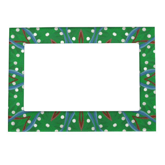 Red White Blue Green Christmas Magnetic Frame (Front)
