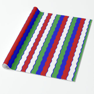 Red, White, Blue & Green Christmas Waves Wrapping Paper