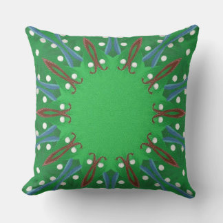 Red White Blue Green Kaleidoscope Christmas Pillow