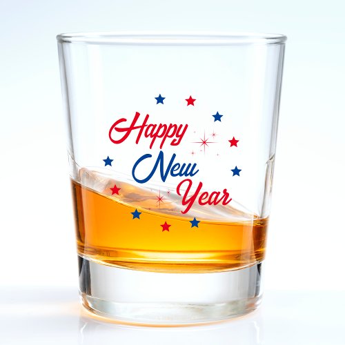 Red White  Blue Happy New Year Shot Glass