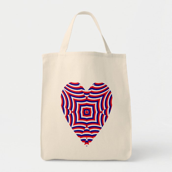 Red white blue patriotic heart canvas bag
