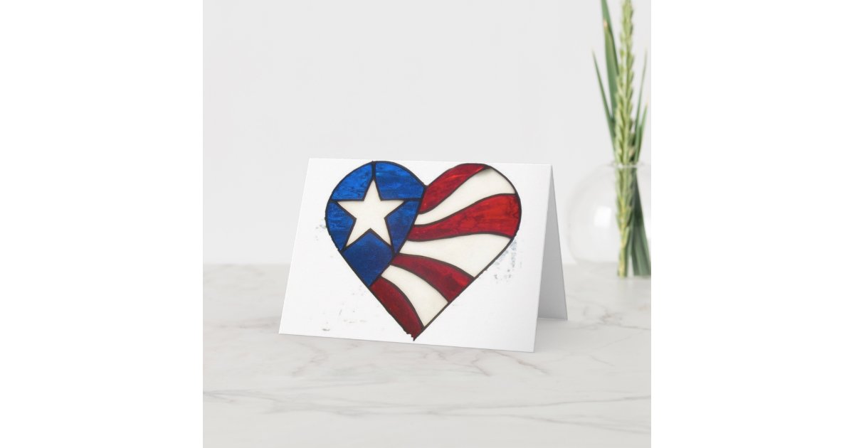 RED WHITE & BLUE HEART CARD Zazzle