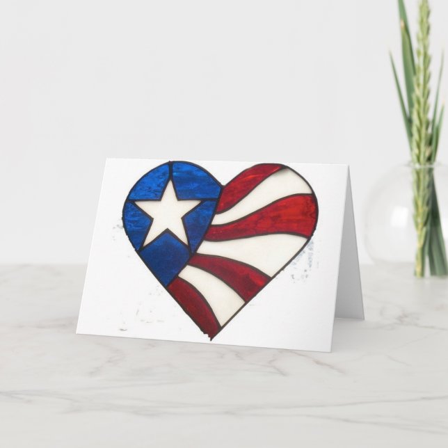 RED WHITE & BLUE HEART CARD (Front)
