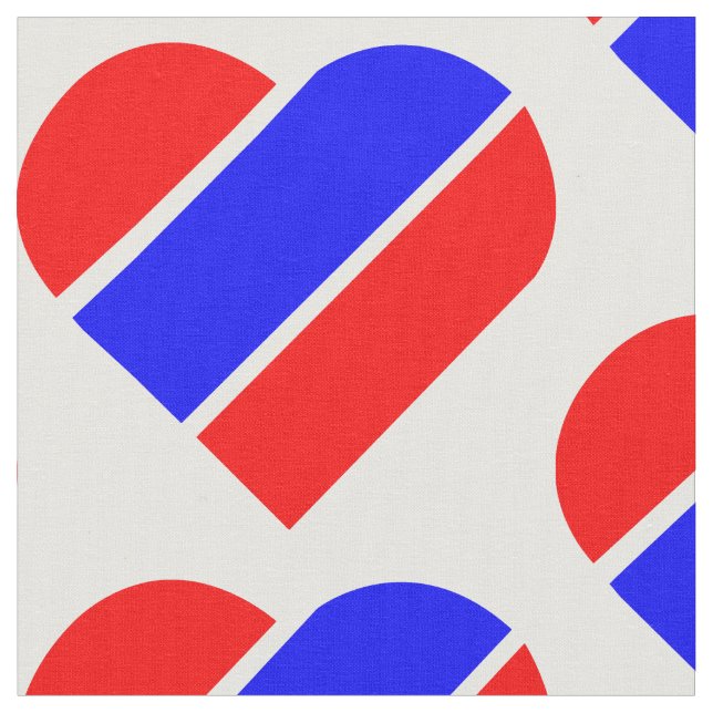 red white blue heart usa patriotic fabric (Close Up)