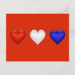 Red White &amp; Blue hearts Postcard
