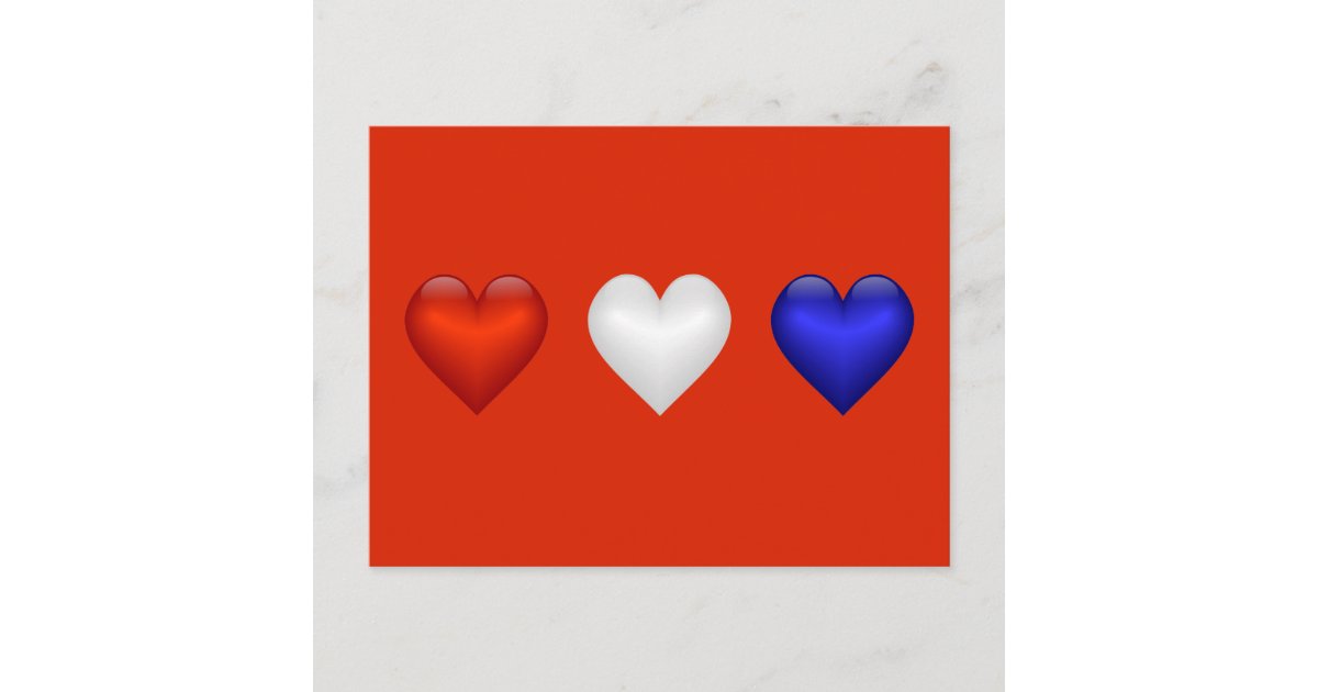 Red White & Blue hearts Postcard Zazzle