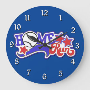 Red White & Blue Home Run Baseball Wall Clock