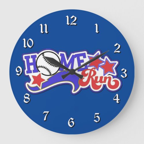 Red White  Blue Home Run Baseball Wall Clock