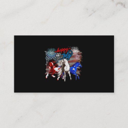 Red White Blue Horse 4th July Flag USA Firework Pa Business Card