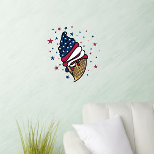 Red White Blue Ice Cream Cone icecreamliciouS Wall Decal