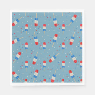 Red White Blue Ice Pops With Stars-Summer Party Napkins