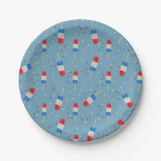 Red White Blue Ice Pops With Stars-Summer Party Paper Plates