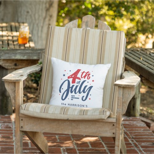 Red White Blue Independence Day 4th Of July Outdoor Pillow