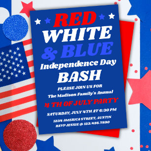 Red White Blue Independence Day Bash Invitation