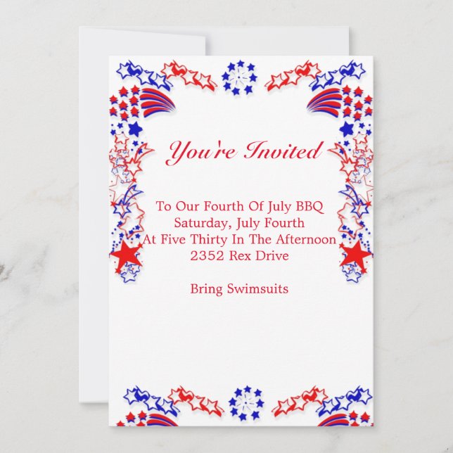 Red, White & Blue Invitation (Front)