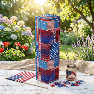 Red White Blue Jeans Pattern Patriot Wine Gift Box