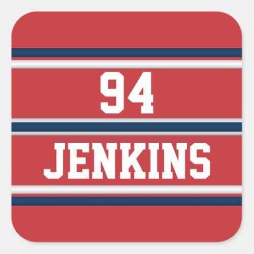 Red White Blue Jersey Stripes Customizable Golf Ha Square Sticker