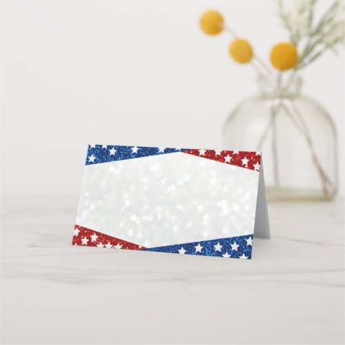 Red White  Blue July 4 Glitter Place Card