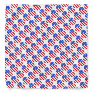 Red White Blue July 4th Patriotic USA Flag Heart Bandana