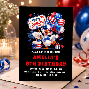 Red White Blue Kids Birthday Party Invitation