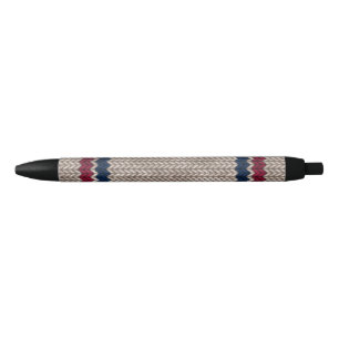 Red White Blue Knit-look Stripe Pattern Pen