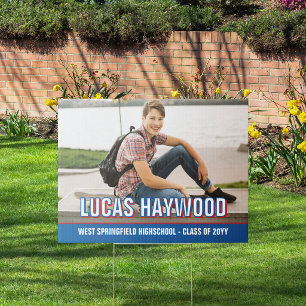 Red White Blue Large Name Photo Graduation Sign